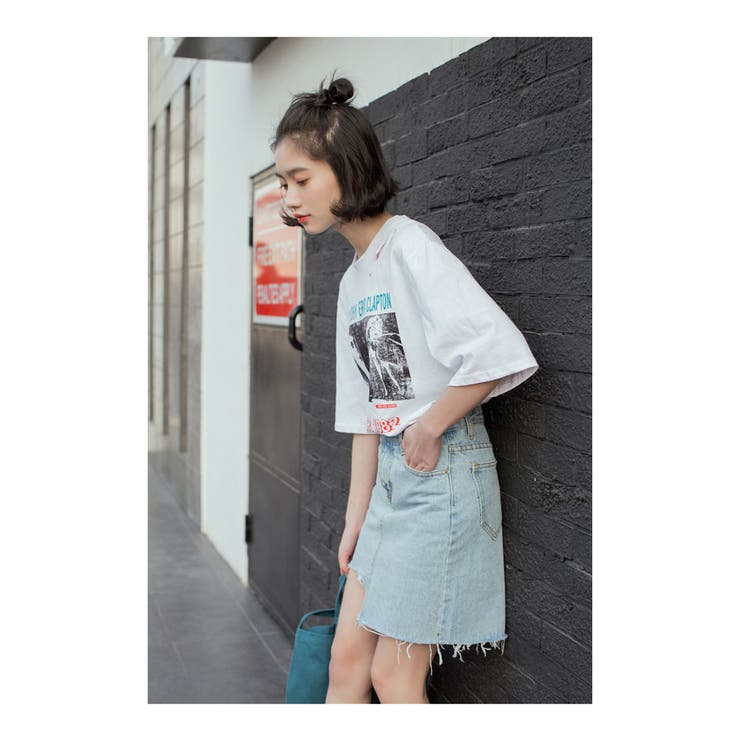 デニムスカート スリット ダメージ[品番：CTLW0001195]｜HENANA