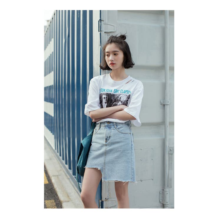 デニムスカート スリット ダメージ[品番：CTLW0001195]｜HENANA