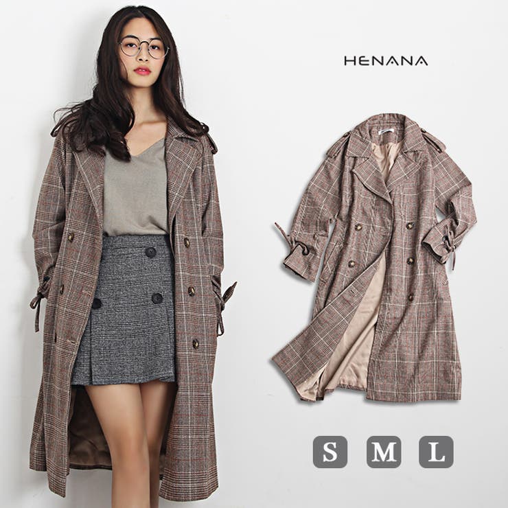 新品】グレンチェック コート ロング[品番：CTLW0001274]｜HENANA 