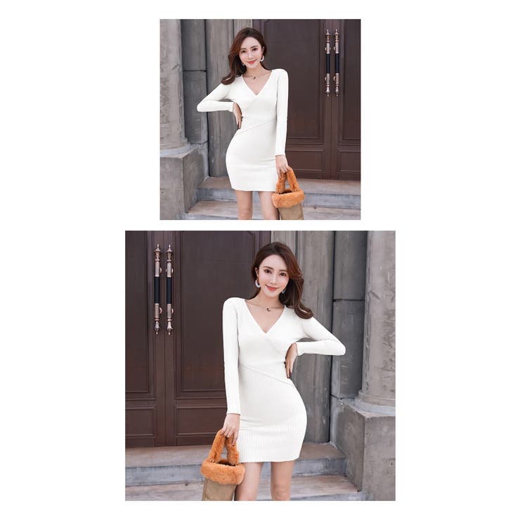 ニットワンピース ミニタイト ワンピース リブ編み 新作 | WITCH | 詳細画像4 