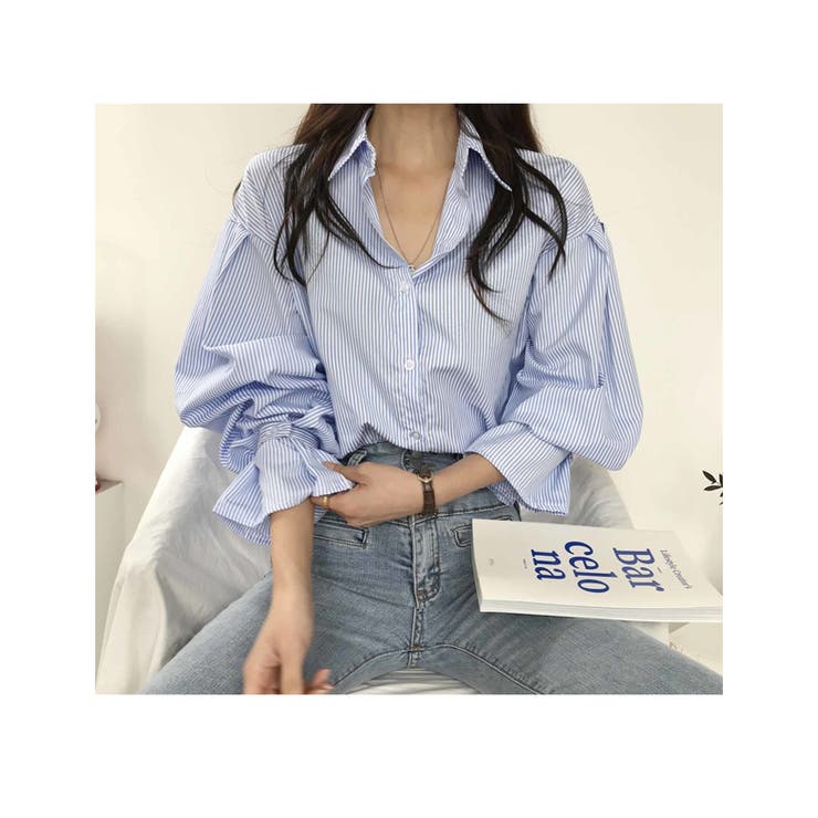 春 夏 新作 ランタンスリーブシャツ ブラウス ストライプ柄 | WITCH | 詳細画像13 