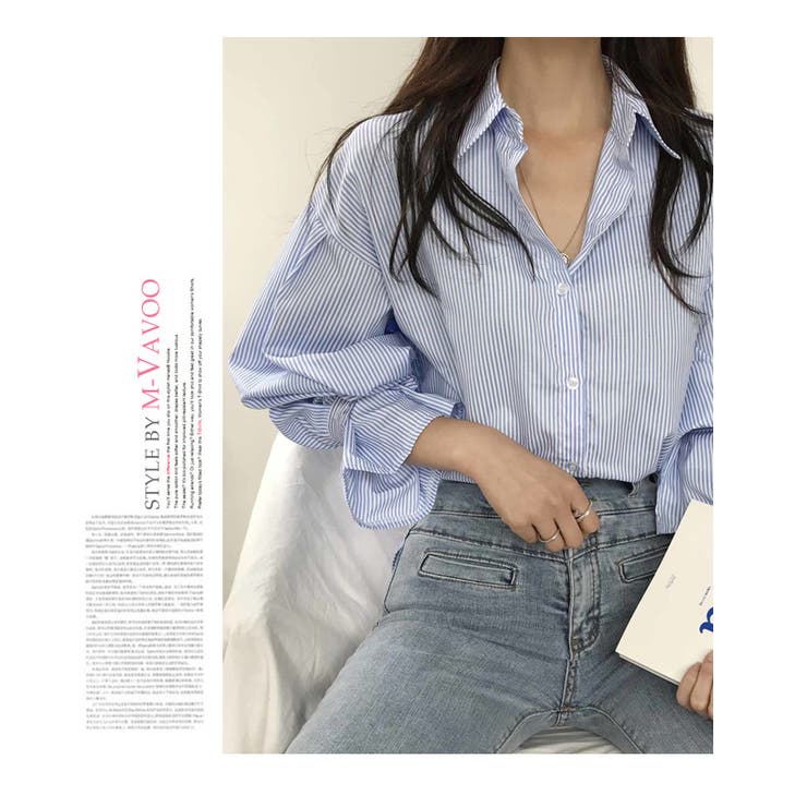 春 夏 新作 ランタンスリーブシャツ ブラウス ストライプ柄 | WITCH | 詳細画像15 