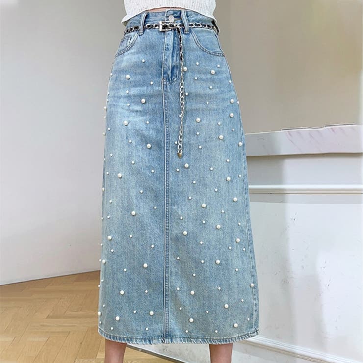 パール デニム ロングスカート[品番：HERW0005230]｜WITCH