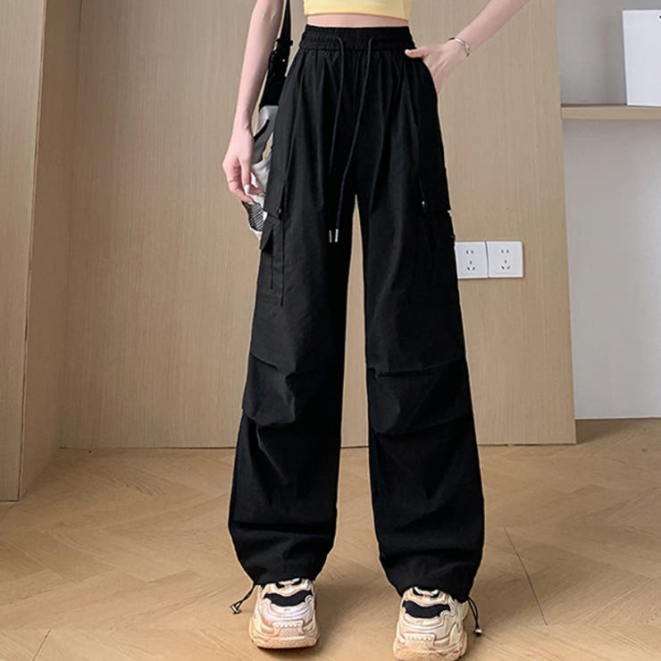 ブラック | カーゴパンツ 夏涼しげ 薄地 冷感 | WITCH