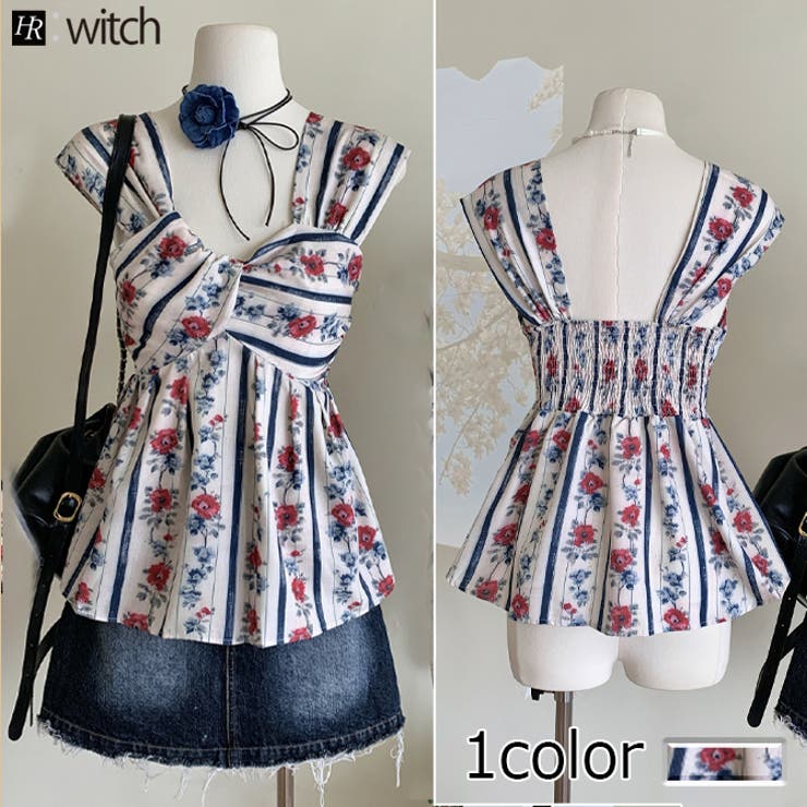 リゾート感 アシメローズプリントトップス | WITCH | 詳細画像1 