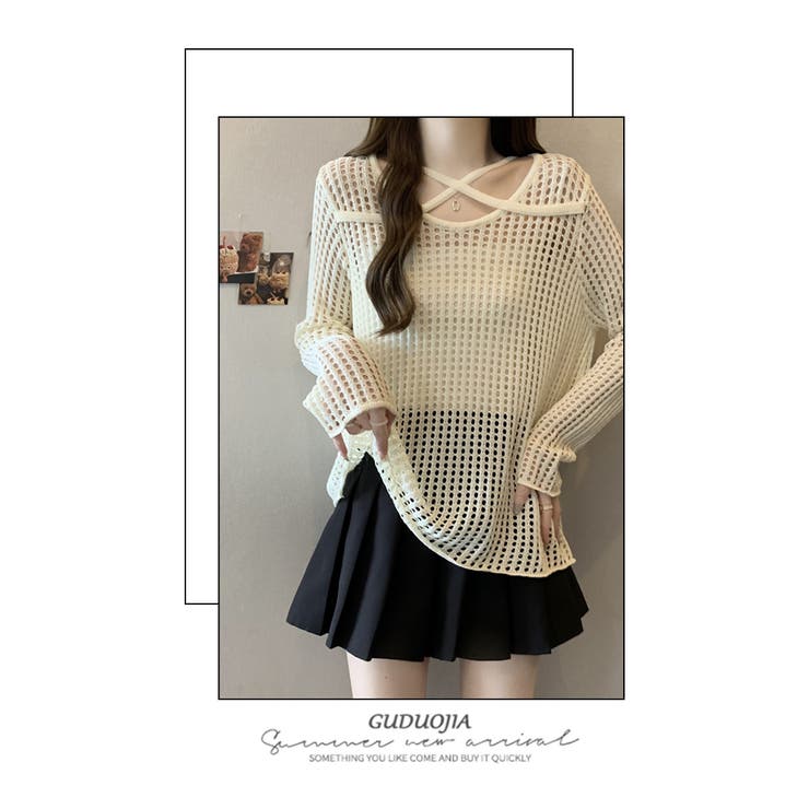 メッシュ ニット 透かし編み 長袖 日焼け対策 トップス | WITCH | 詳細画像14 
