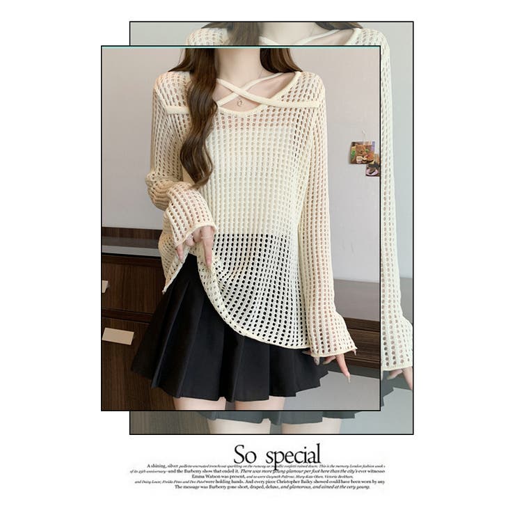 メッシュ ニット 透かし編み 長袖 日焼け対策 トップス | WITCH | 詳細画像17 