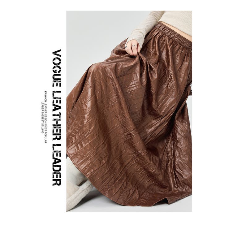 秋 新作 フェイクレザースカート しわが気にならない | WITCH | 詳細画像16 