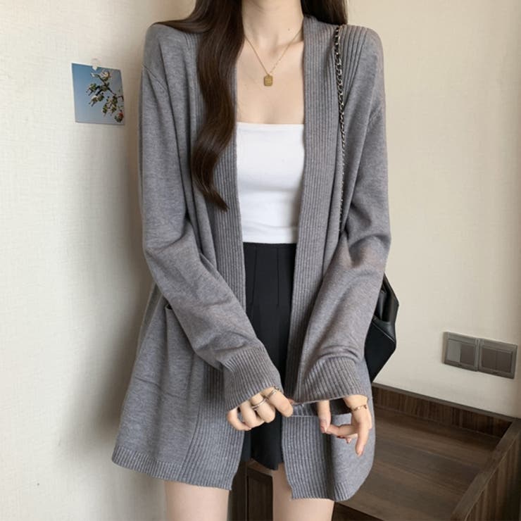 グレー | 秋 新作 ニット カーディガン セーター 長袖 レディース羽織 | WITCH