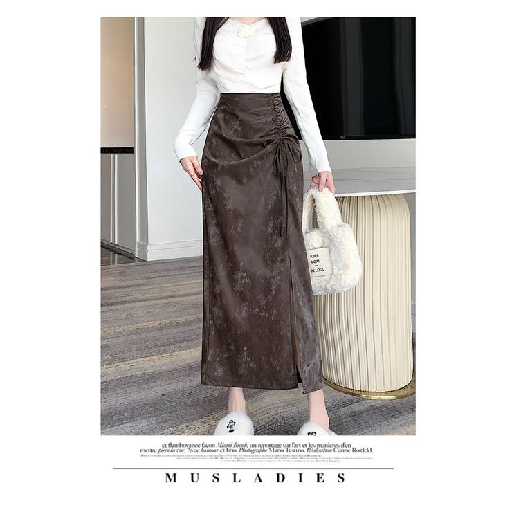 秋 新作 スエード調マーメイドシルエットドロスト スリットタイトスカート | WITCH | 詳細画像13 