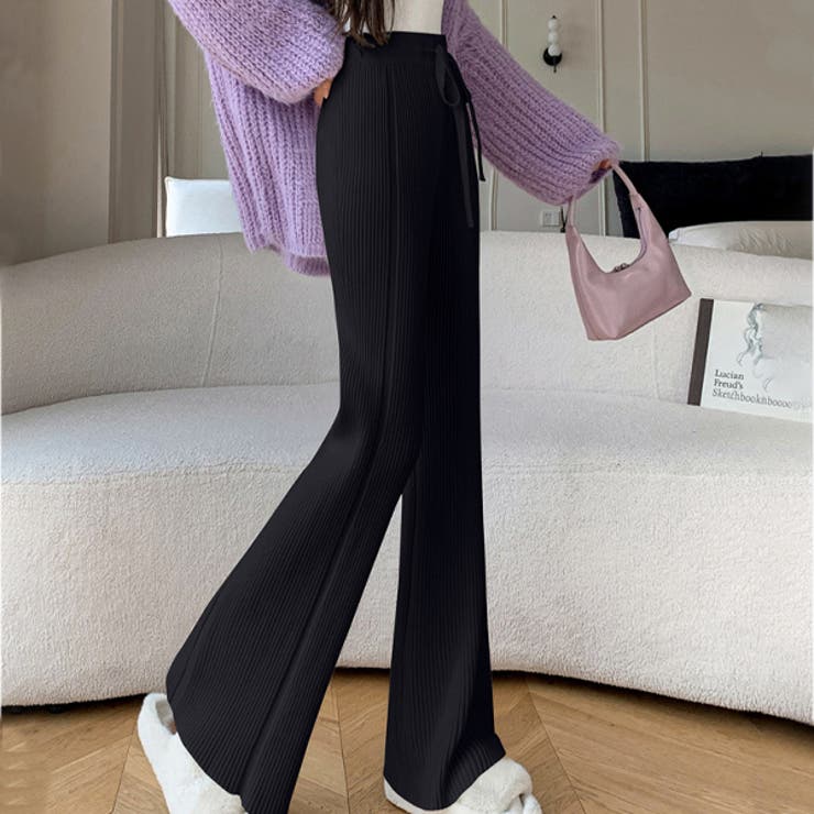 秋 新作 リブニットフレアワイドパンツ | WITCH | 詳細画像3 