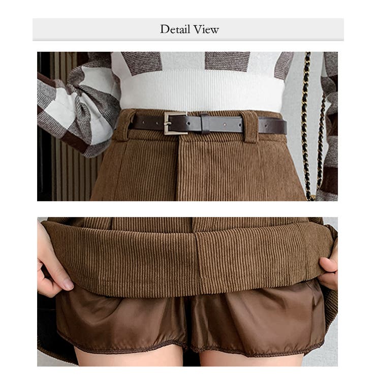 秋冬 新作 コーデュロイ プリーツミニスカート ペチパンツ付き | WITCH | 詳細画像5 