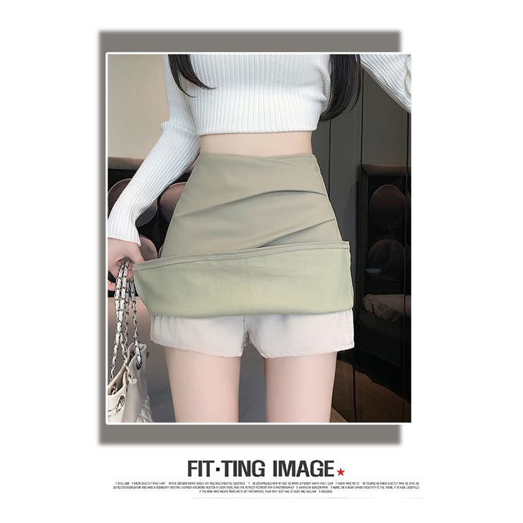 秋 新作 フェイクレザー ラップ風スカート ペチパンツ付き | WITCH | 詳細画像13 