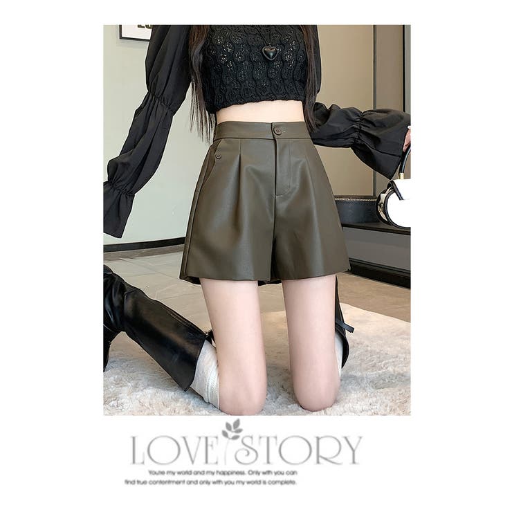 秋冬 新作 PU フェイクレザー ショート パンツ | WITCH | 詳細画像17 