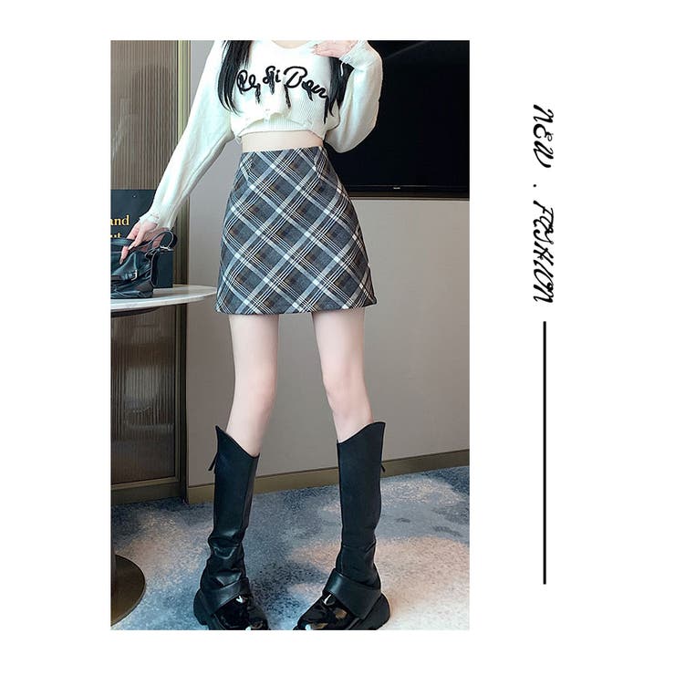 秋 新作 チェック柄ミニスカート インパン裏地付き | WITCH | 詳細画像16 