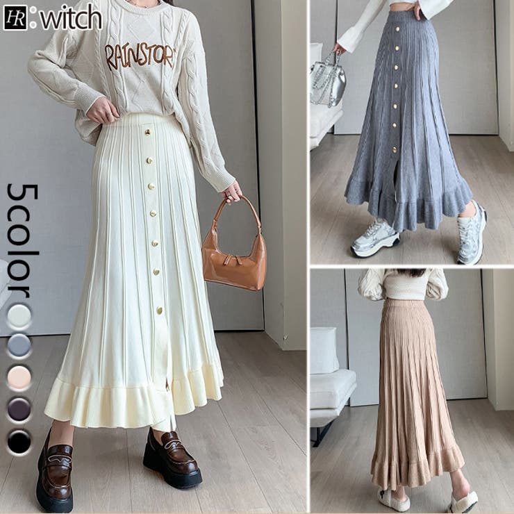 秋 新作アンブレラスカートプリーツロングスカート | WITCH | 詳細画像1 