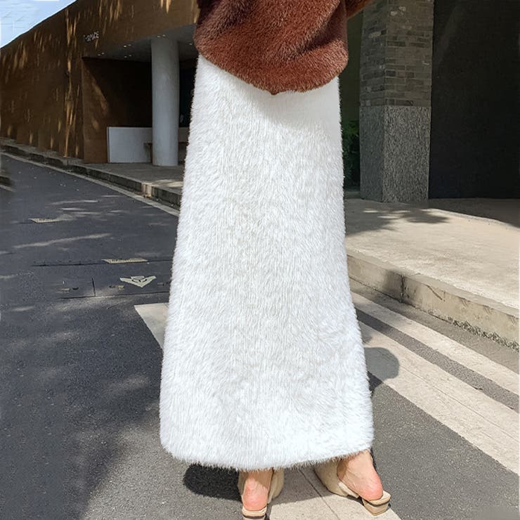 秋 新作 シャギーファー ニットロングスカート | WITCH | 詳細画像4 