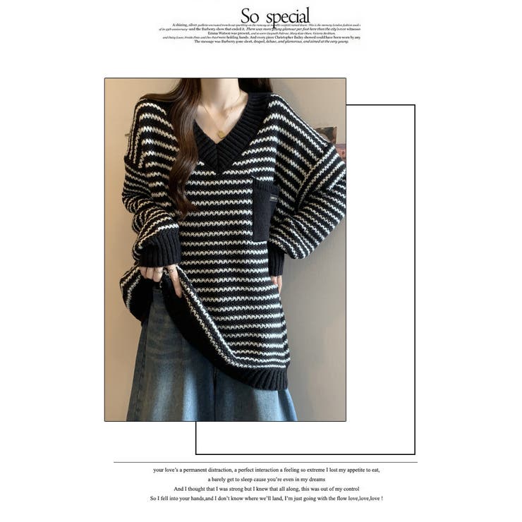 秋冬 新作 ボーダー柄アイレットニットチュニック | WITCH | 詳細画像9 