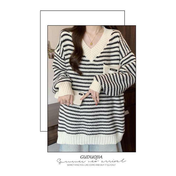 秋冬 新作 ボーダー柄アイレットニットチュニック | WITCH | 詳細画像14 