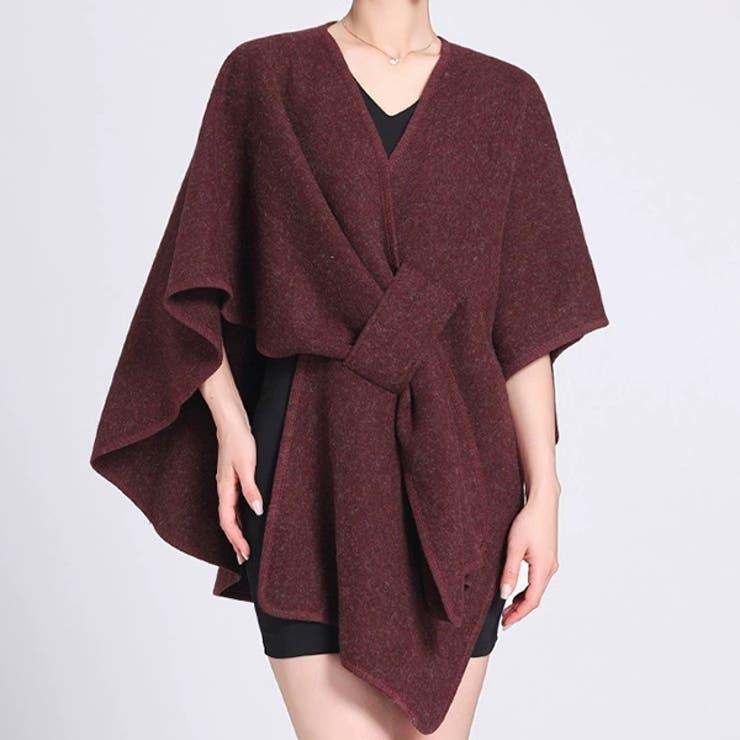 ワイン | ニットポンチョ ポンチョコート ストール マフラー | WITCH