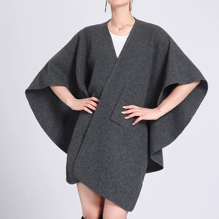 ダークグレー | ニットポンチョ ポンチョコート ストール マフラー | WITCH