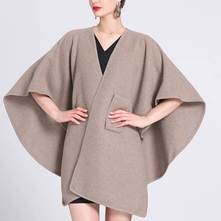 ベージュ | ニットポンチョ ポンチョコート ストール マフラー | WITCH