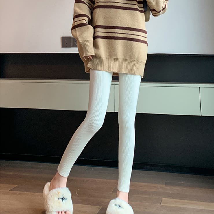 アイボリー | 厚手 リブ ニット レギンス | WITCH