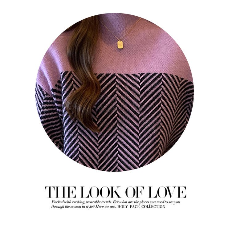 配色 ニットトップス  ハイネック  ヘリンボーン | WITCH | 詳細画像10 