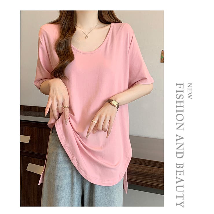 大きいサイズクルーネック半袖Tシャツ夏トップス | WITCH | 詳細画像13 