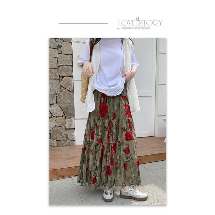 花柄シワ加工ロングスカート | WITCH | 詳細画像12 