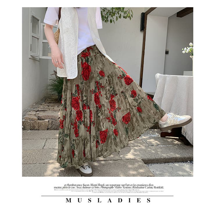 花柄シワ加工ロングスカート | WITCH | 詳細画像14 