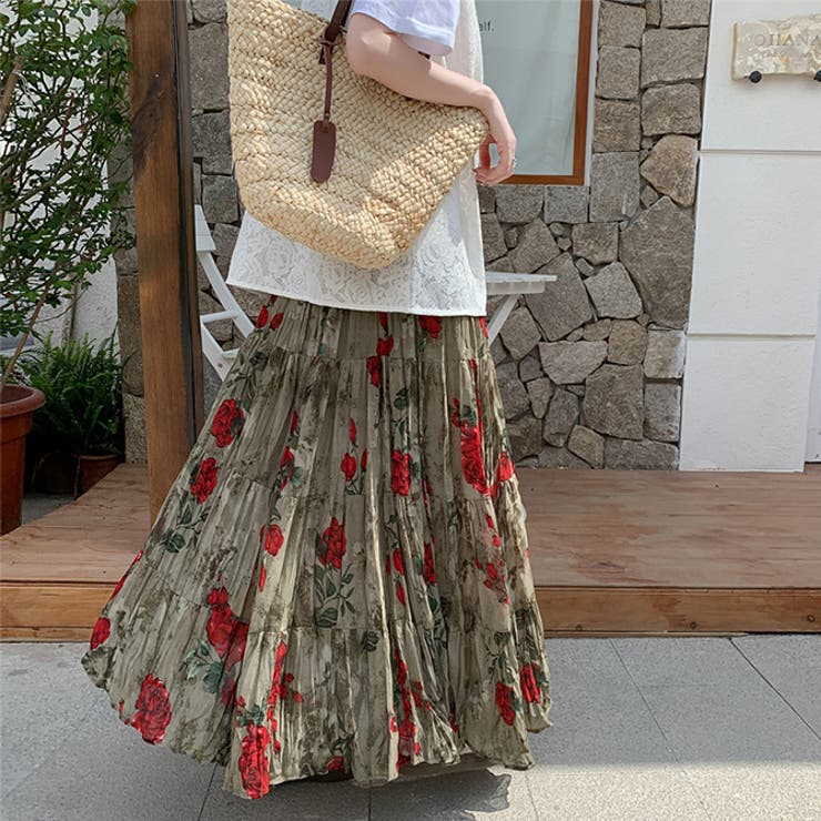 花柄シワ加工ロングスカート | WITCH | 詳細画像3 