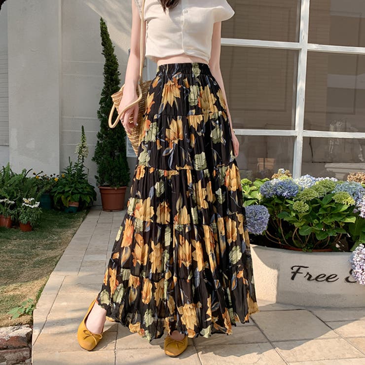 花柄シフォンフレアロングスカート | WITCH | 詳細画像2 