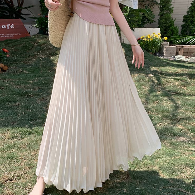 19SS✨ ATON コットンリネン フレアロングスカート プリーツ ホワイト 19SS✨ ATON コットンリネン フレアロングスカート プリーツ