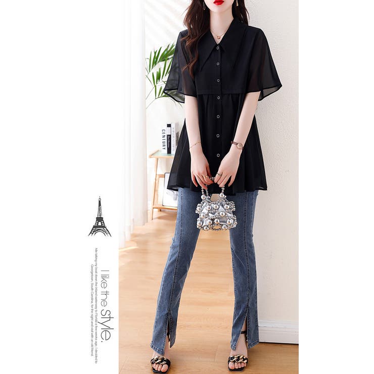 シフォンケープカラーブラウス[品番：HERW0005762]｜WITCH