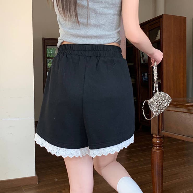 レースレイヤードショートスウェットパンツ | WITCH | 詳細画像4 