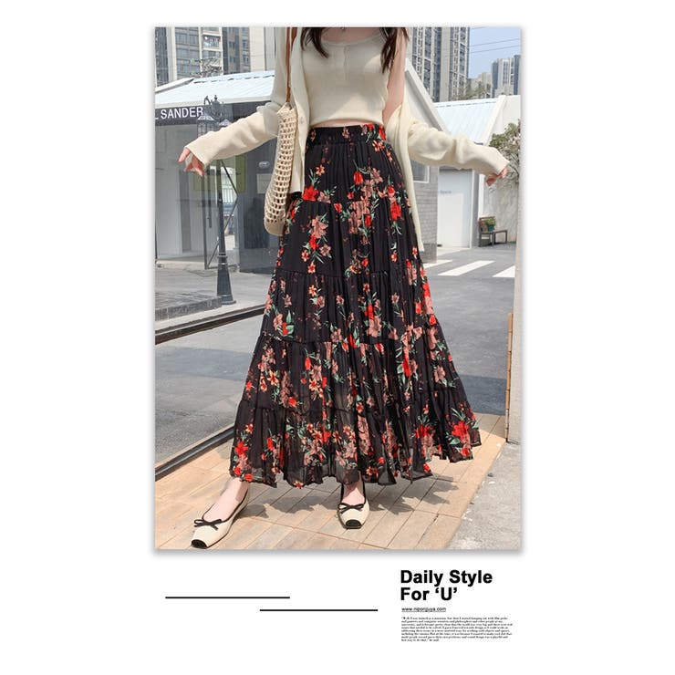 商品画像：スカート 花柄シフォンフレアロングスカート : ZOZOTOWN Yahoo 4