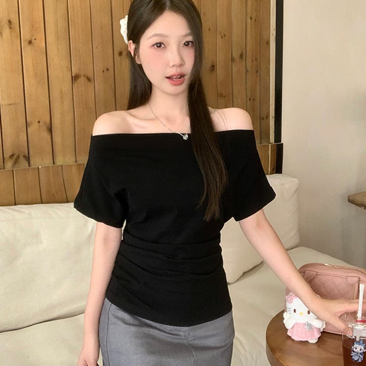 ブラック | ボーダーオフショルTシャツ | WITCH