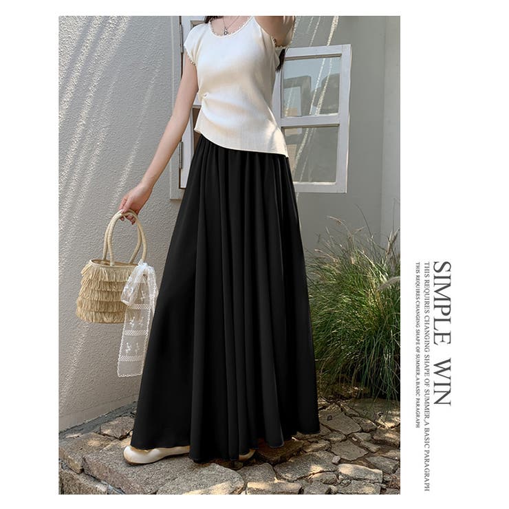 vintage ブラック シフォン フレアスカート シフォンフレアロングスカート[品番：HERW0005778]｜WITCH