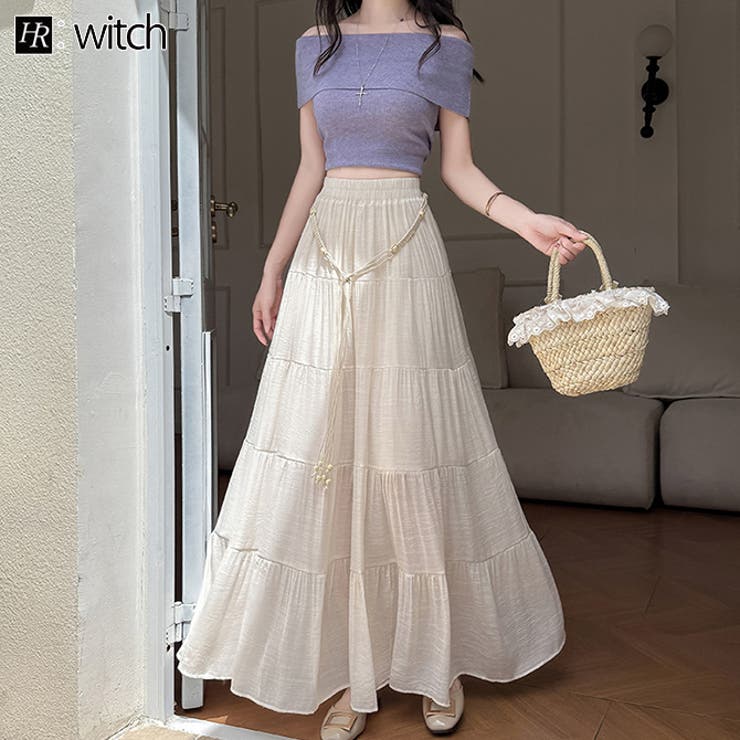 棉麻素材ティアードフレアスカート | WITCH | 詳細画像1 