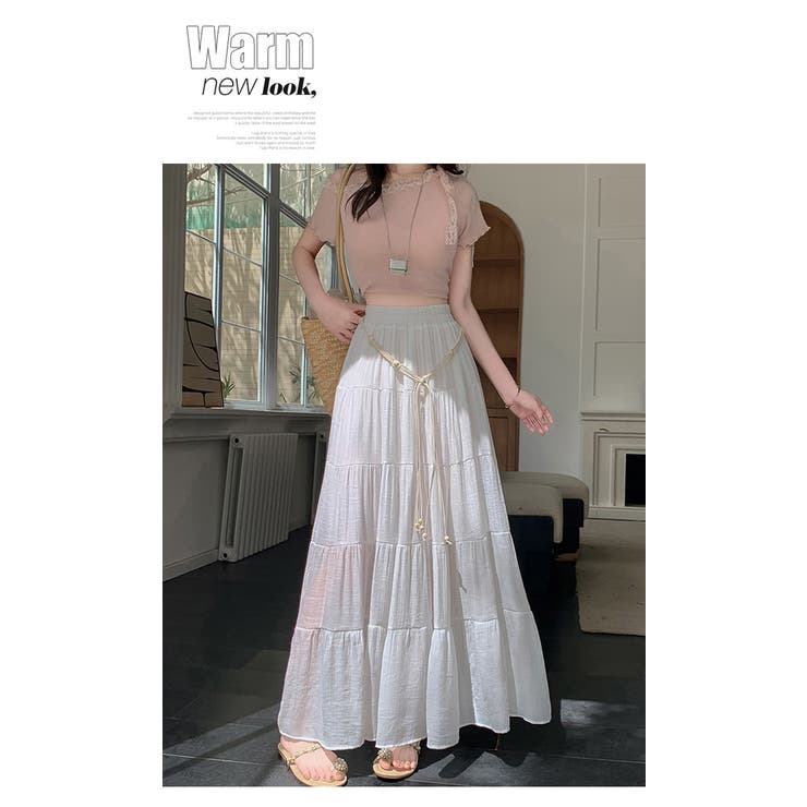 棉麻素材ティアードフレアスカート | WITCH | 詳細画像8 