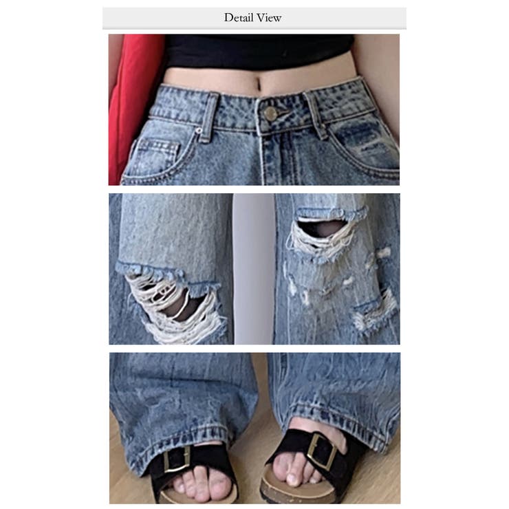 ダメージカットルーズデニムパンツ | WITCH | 詳細画像6 