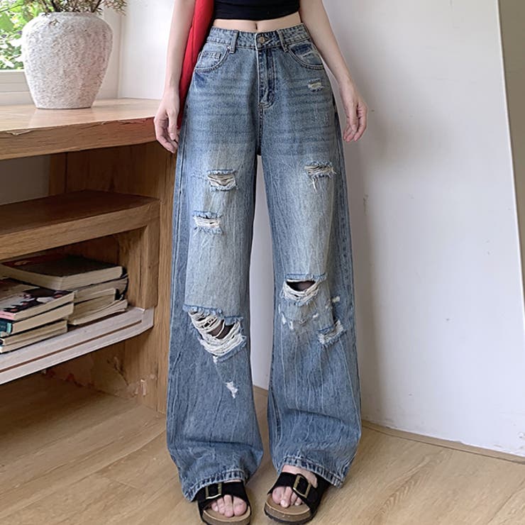 ダメージカットルーズデニムパンツ | WITCH | 詳細画像2 