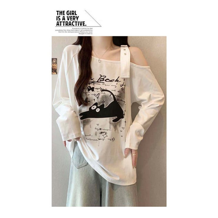 オフショルダー プリント柄Tシャツ | WITCH | 詳細画像8 