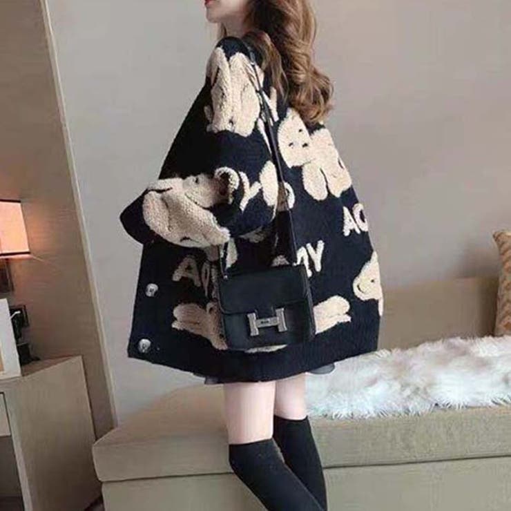 ブラック | ニット カーディガン 外掛け セーター | WITCH