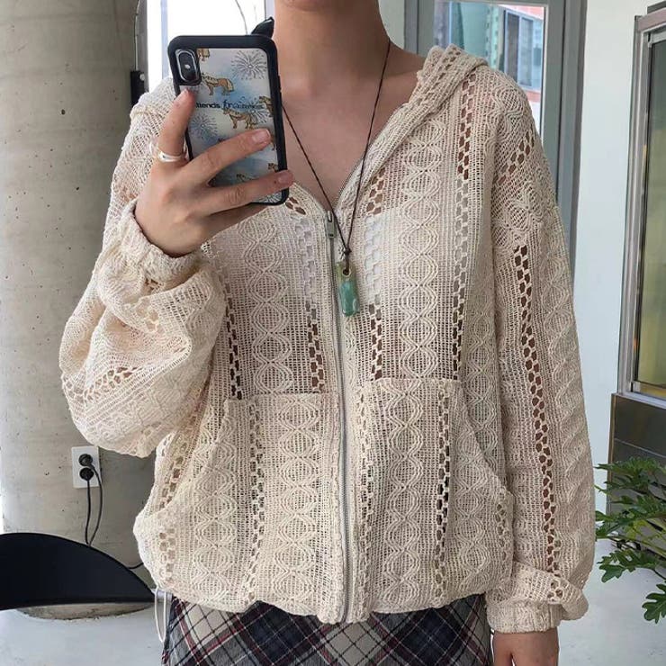 レースシースルーパーカー 薄手羽織りアウター | WITCH | 詳細画像2 