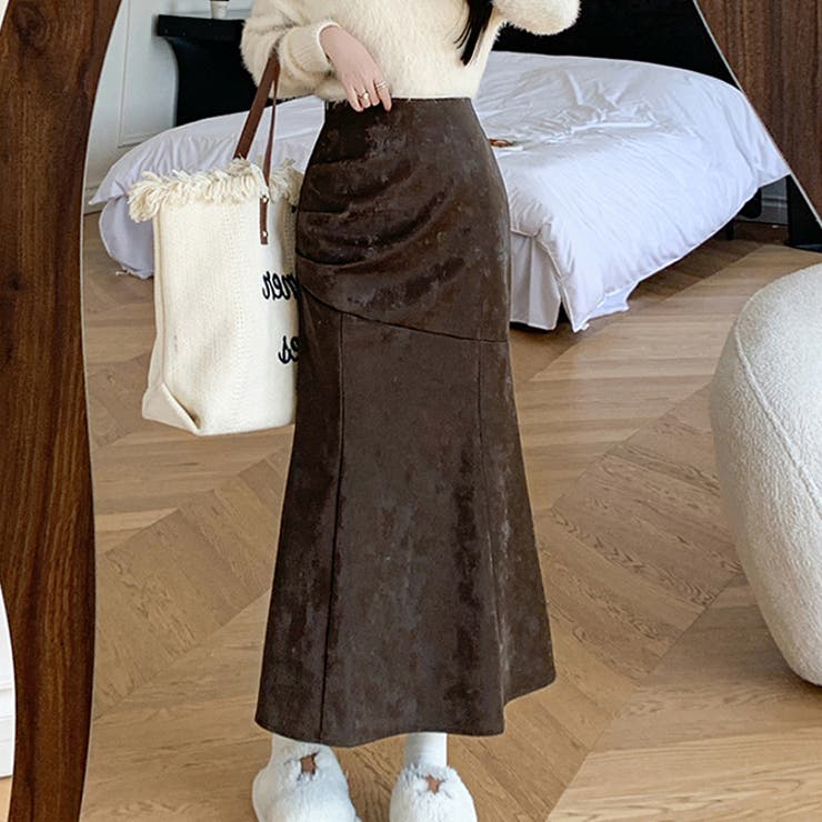 ブラウン | スエード調 マーメイドスカート ジャガードミモレ | WITCH