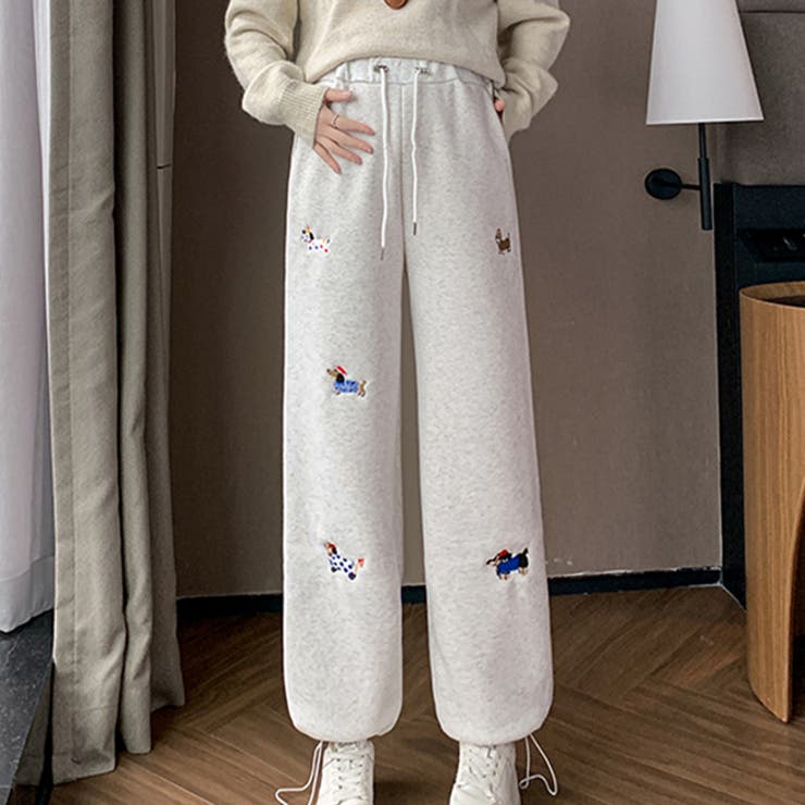 A-typeミックグレー | 選べる2－タイプ裏起毛刺繍スウェットパンツ | WITCH