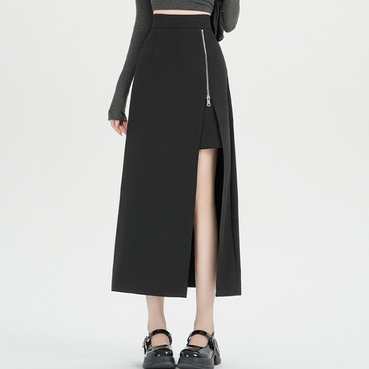 ブラック | ZIPスリットタイトロングスカート | WITCH