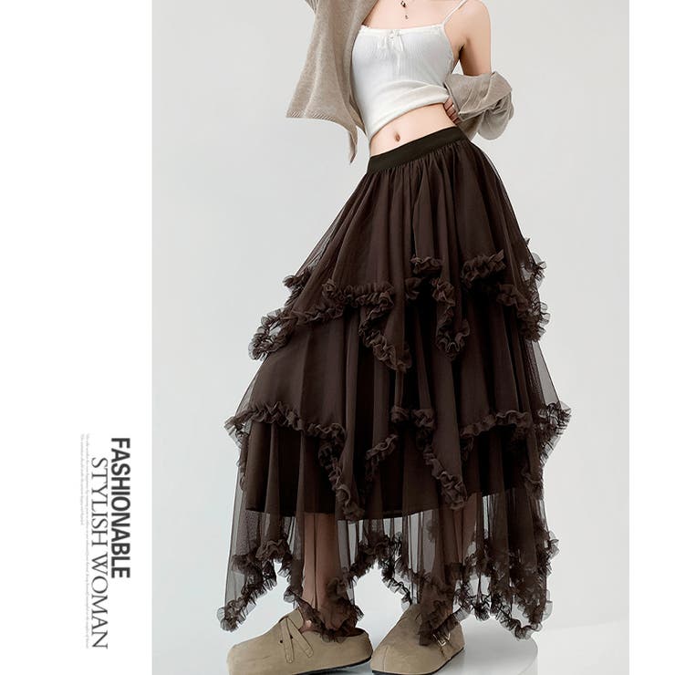 アシンメトリーフリルティアードチュールスカート | WITCH | 詳細画像16 